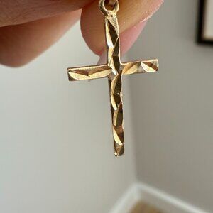 14K Solid Gold Cross Pendant